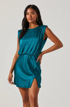 Load image into Gallery viewer, ASTR The Label Satin Strong Shoulder Mini Dress
