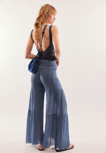 Free People One Good Day Chambray Wide Leg Pants