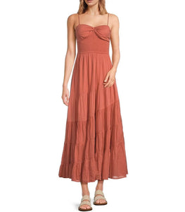 Free People Sundrenched Sweetheart Neck Sleeveless Maxi Dress - Clay