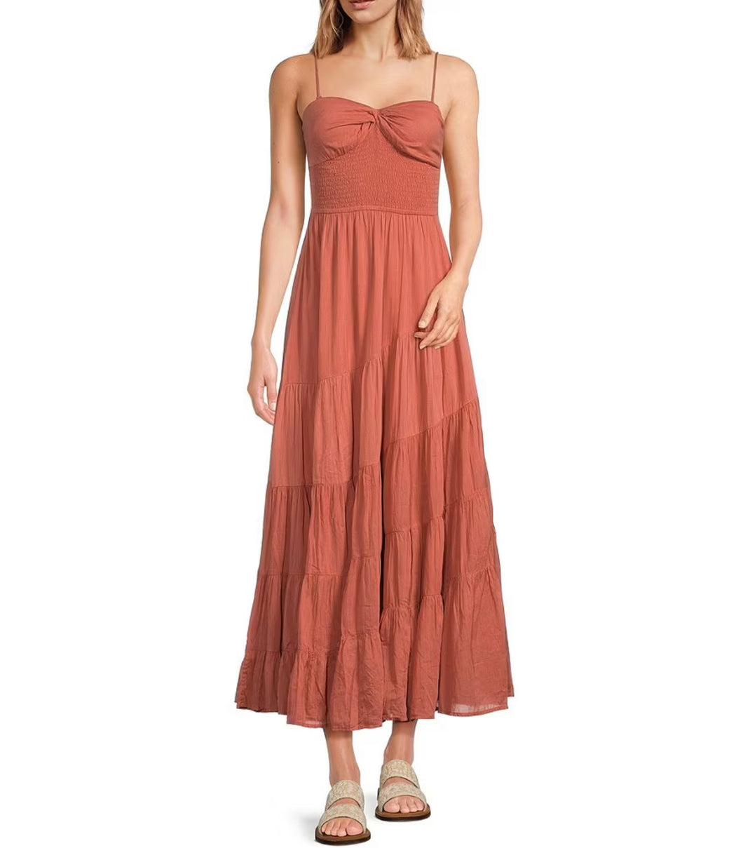 Free People Sundrenched Sweetheart Neck Sleeveless Maxi Dress - Clay