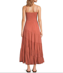 Free People Sundrenched Sweetheart Neck Sleeveless Maxi Dress - Clay