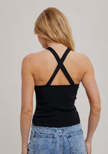 Load image into Gallery viewer, Black Knit Halter Neck Cross Front Top

