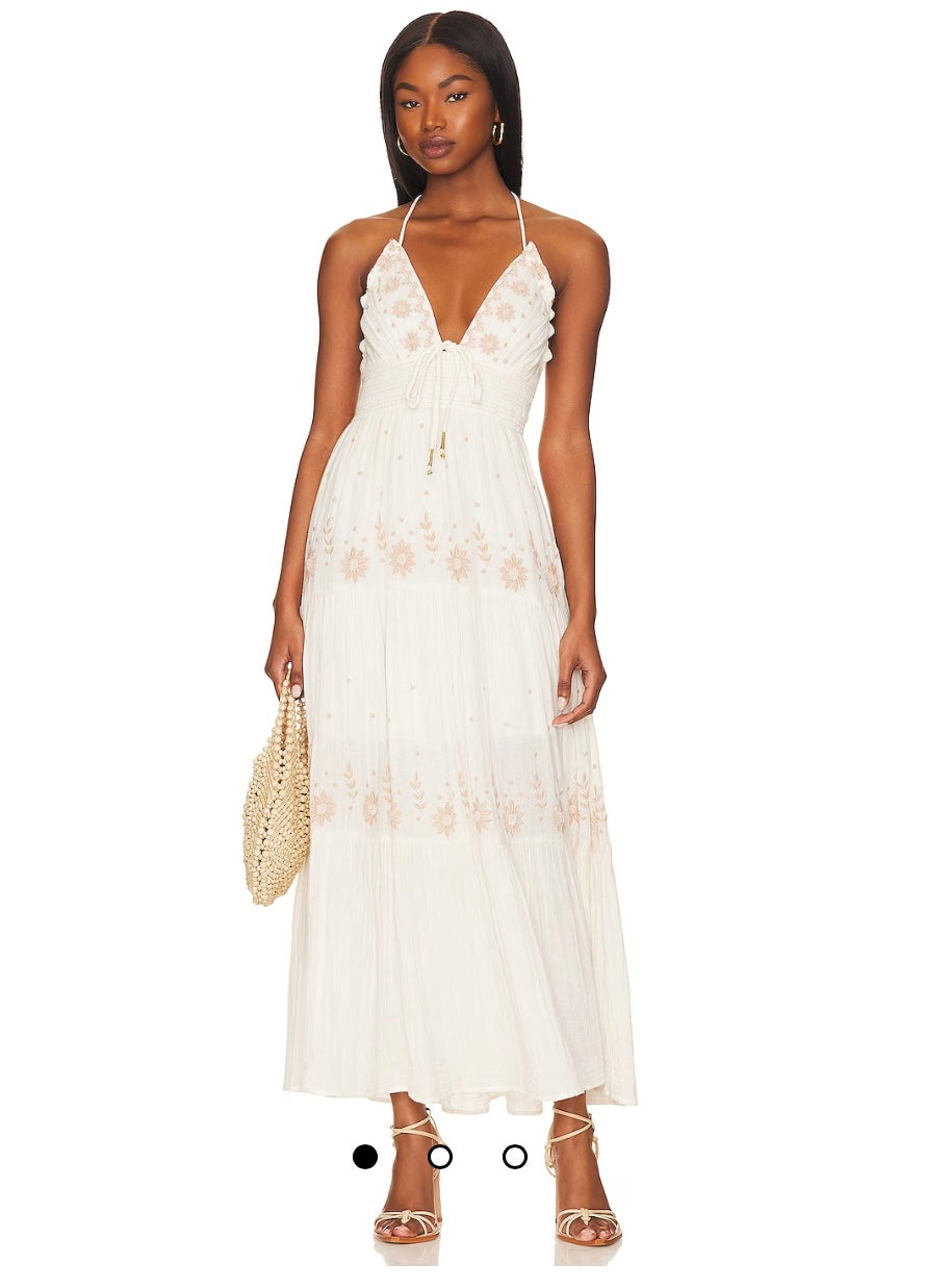 Free People Real Love Maxi Dress in Ivory Combo