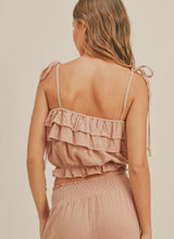 Load image into Gallery viewer, Miou Muse Linen Ruffled Crop Top
