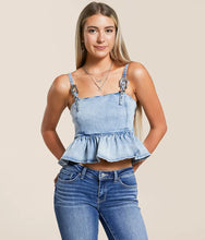 Load image into Gallery viewer, Denim Peplum Tank Top
