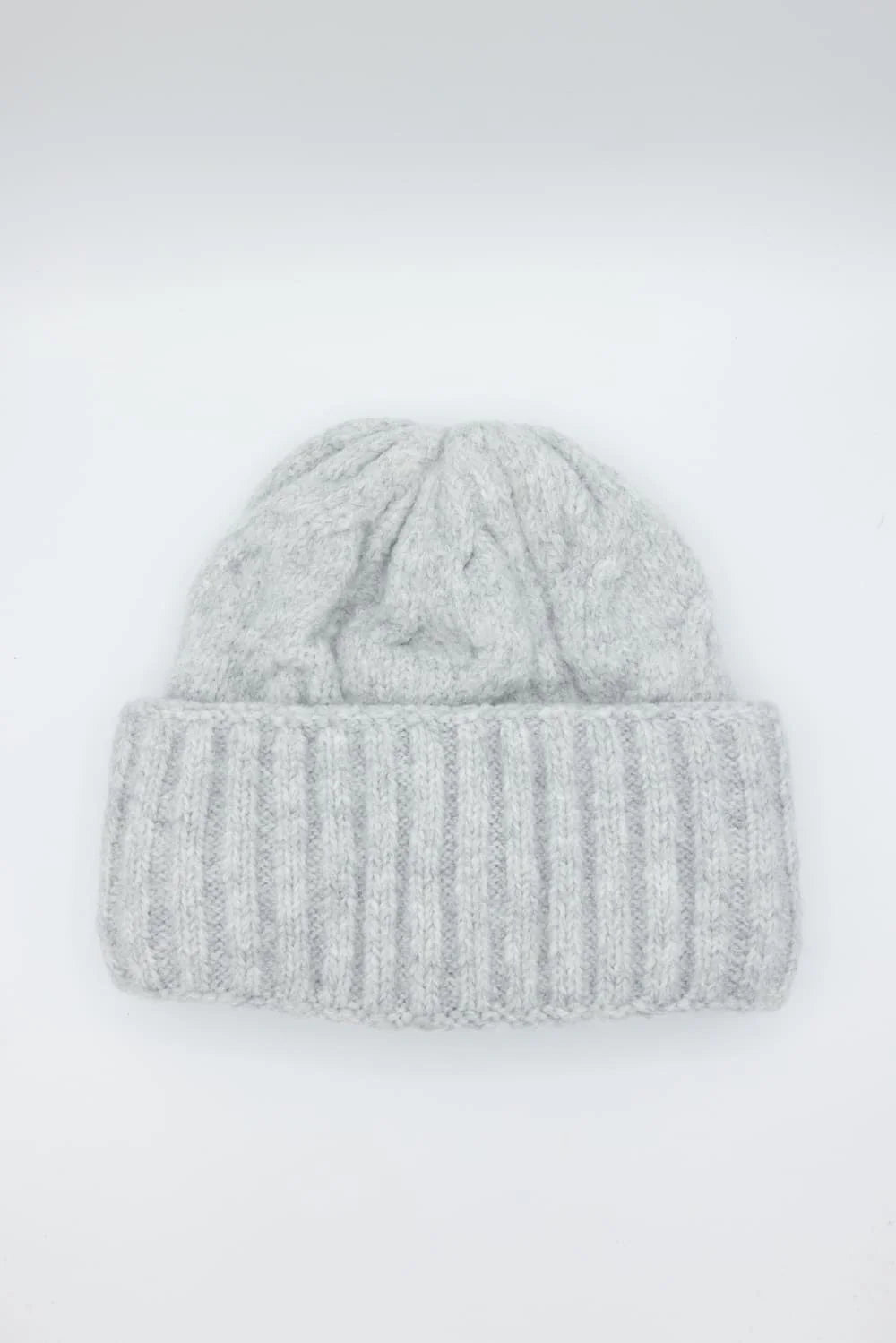 NWT Free People Womens Cable Knit Beanie Hat Gray Free People Beanie Hat One Size Pom Pom Gray Cable Knit  main image 2