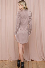 Load image into Gallery viewer, ILLA ILLA Satin Tie Shirt Dress - Mocha
