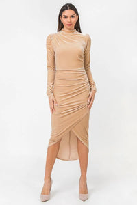 Flying Tomato Focused On Tonight Velvet Midi Dress