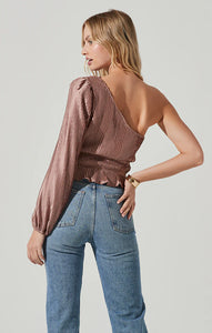 ASTR The Label Zona Pliesse One Shoulder Top