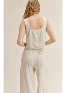 Sadie & Sage Linen Set Tank & Pants Oatmeal