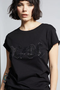 Recycled Karma ACDC Black Crystal Tee