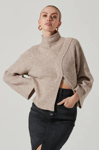 ASTR Wren Mock Neck wrap Front Sweater