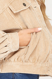 Long Balloon Sleeve Corduroy Jacket