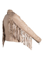 Load image into Gallery viewer, Zoe Beige Leather Fringe Jacket
