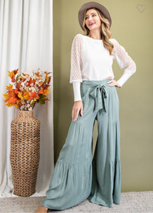 Tired Wide Leg Pants