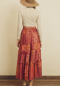 Patchwork Tired Maxi Skirt