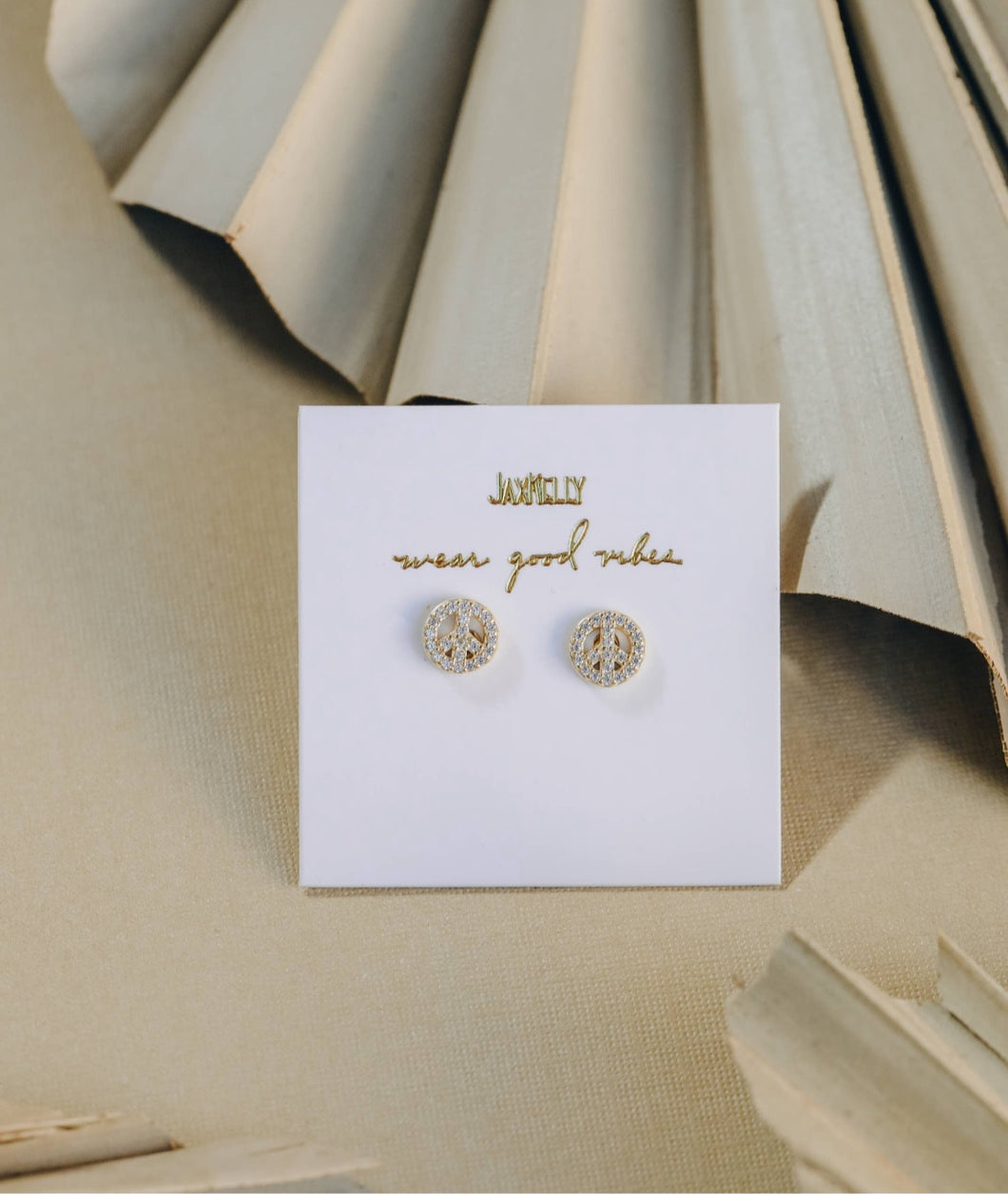 Pave Peace Sign Earrings
