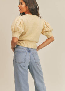 Puff Sleeve Pointelle Sweater Top