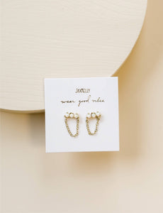 Opal Stud Chain Earrings