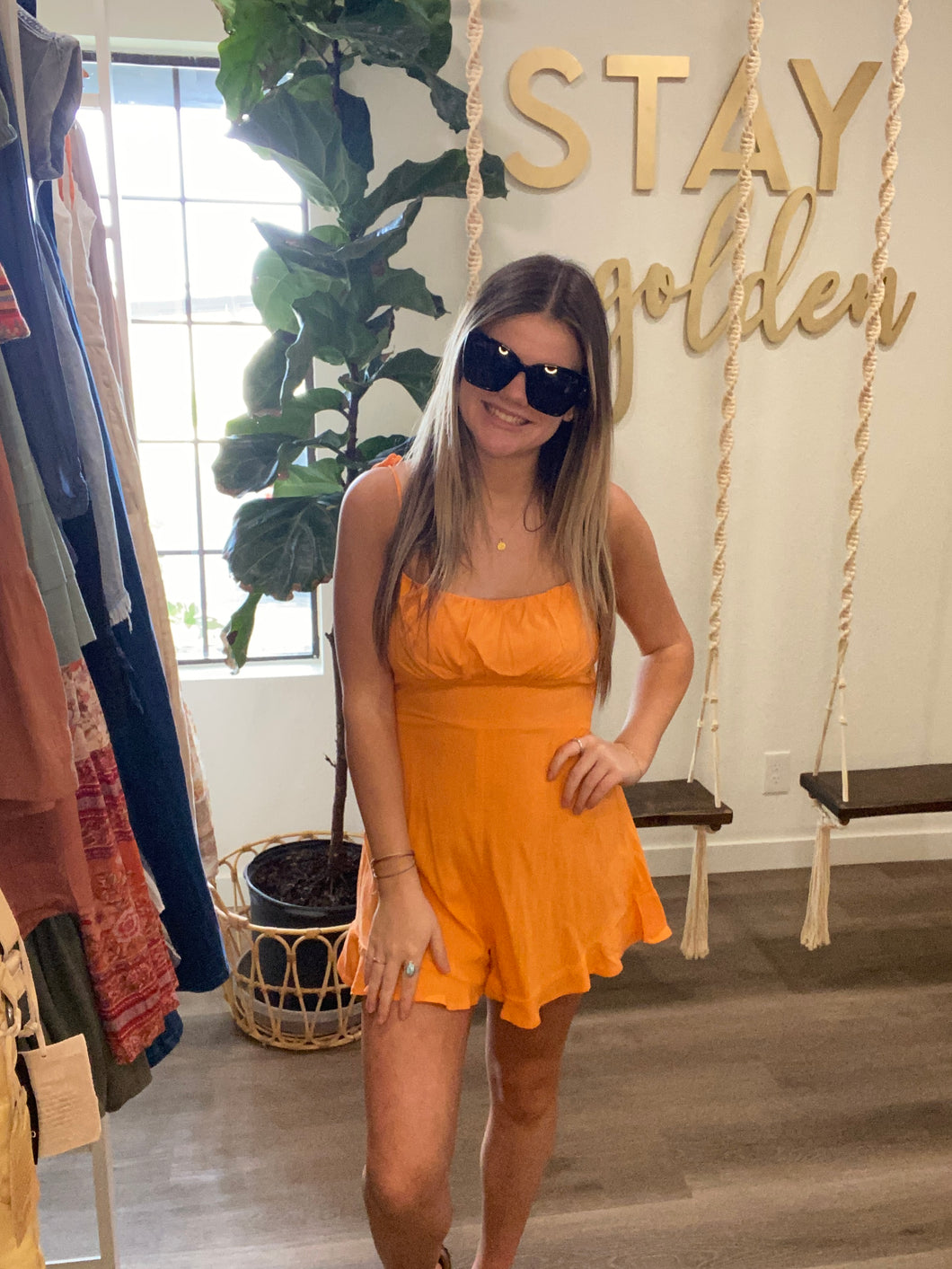 Neon Orange Romper