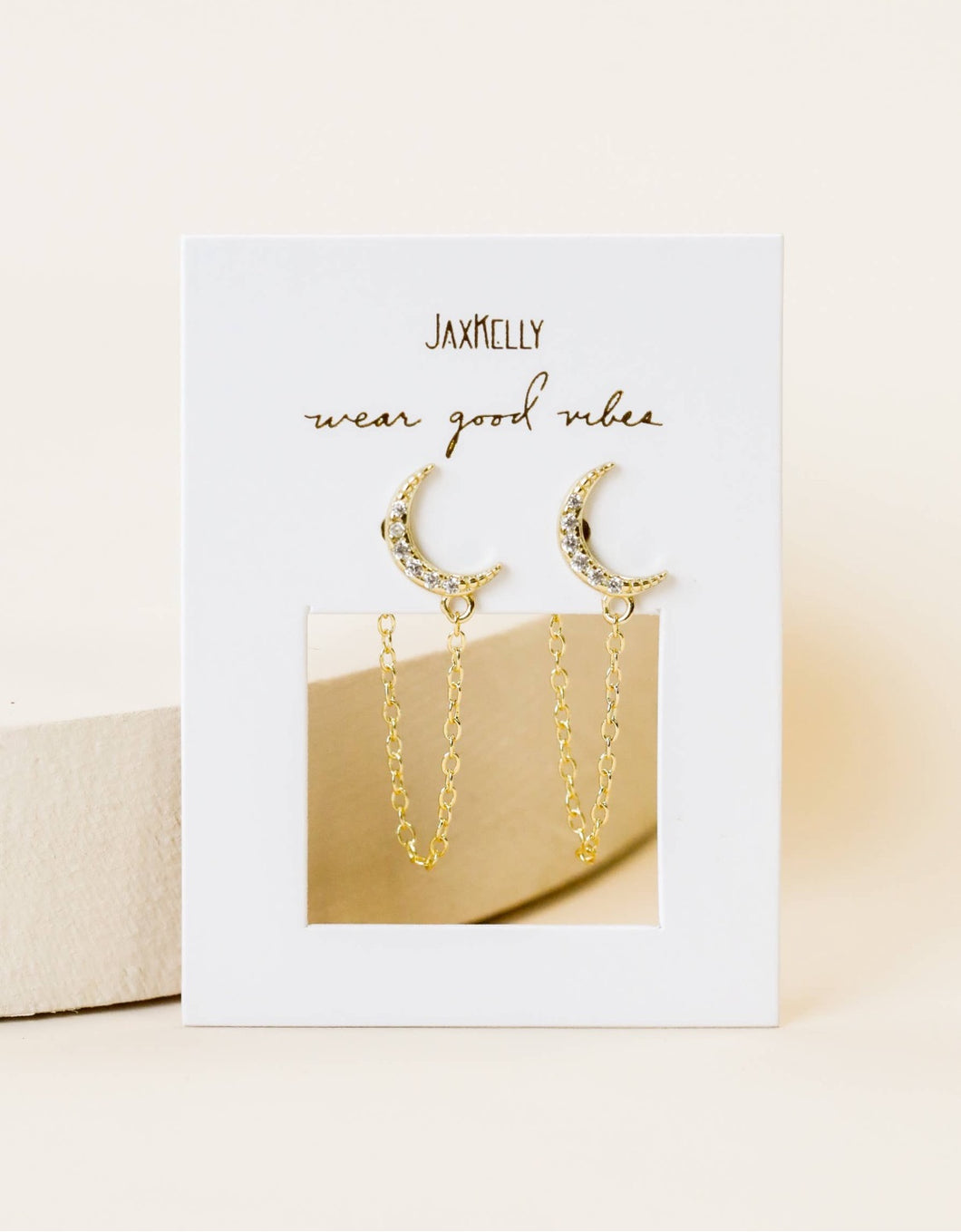 Moon Chain Huggie Earrings