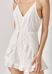 Overlap Ruffled Cami Romper
