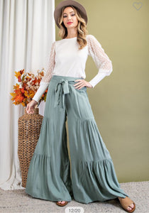 Tired Wide Leg Pants