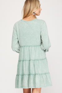 Long Sleeve Tiered Knit Dress
