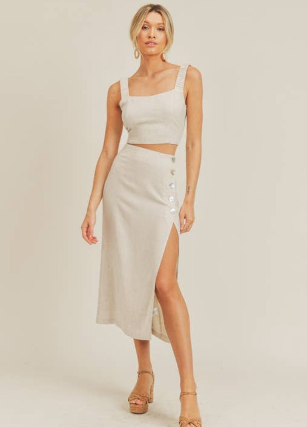 Linen Crop Midi Set
