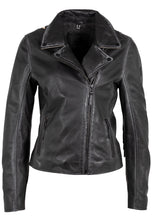 Load image into Gallery viewer, Crissy Star and Fringe Detail Black Leather Jacket

