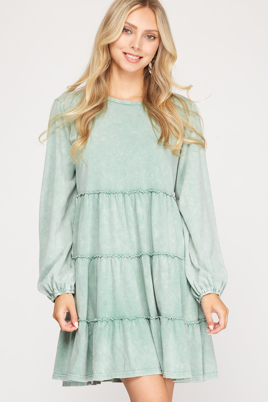 Long Sleeve Tiered Knit Dress