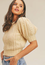 Load image into Gallery viewer, Puff Sleeve Pointelle Sweater Top
