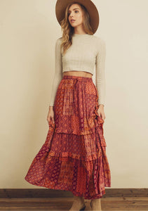 Patchwork Tired Maxi Skirt